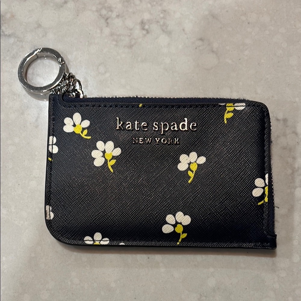 Kate Spade Black Floral Keychain Wallet